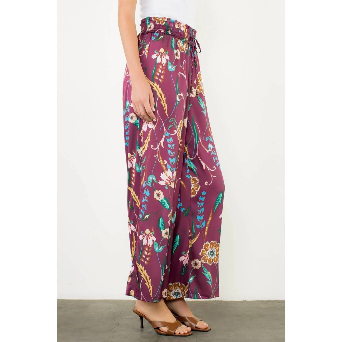 Thml - Sophia Floral Smocked Waist Wide Leg Pants