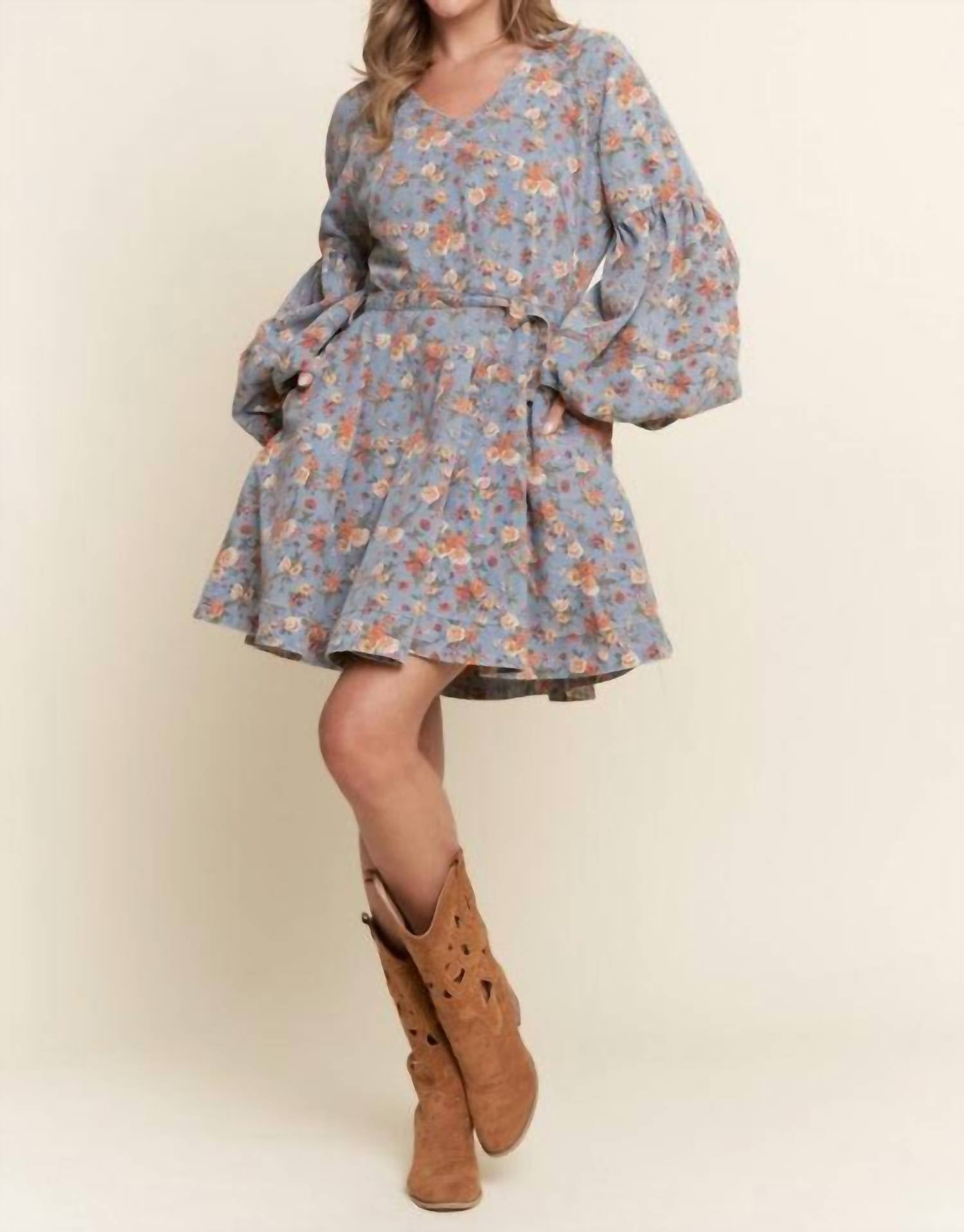 J.Nna - Floral Balloon Sleeve Dress