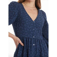 Tyler Boe Sabrina Eyelet Midi Dress in navy 1 - women's dress - alternate view