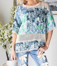 Oli & Hali - Mixed Print Cotton Net Top