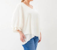 Karen Kane - Layered Sleeve Asymmetric Top - Plus Size