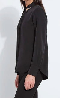 Lysse Lizbeth Embellished Tuxedo Shirt in black - women's shirt - alternate view