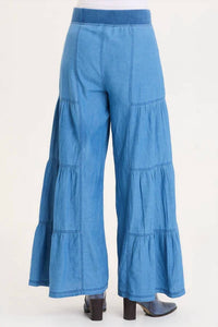 Xcvi - Dugan Mock-denim Side Tiered Wide Leg Pant