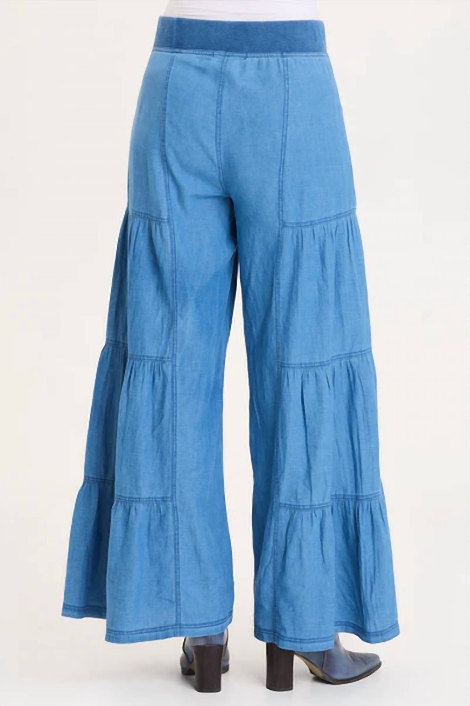Xcvi - Dugan Mock-denim Side Tiered Wide Leg Pant