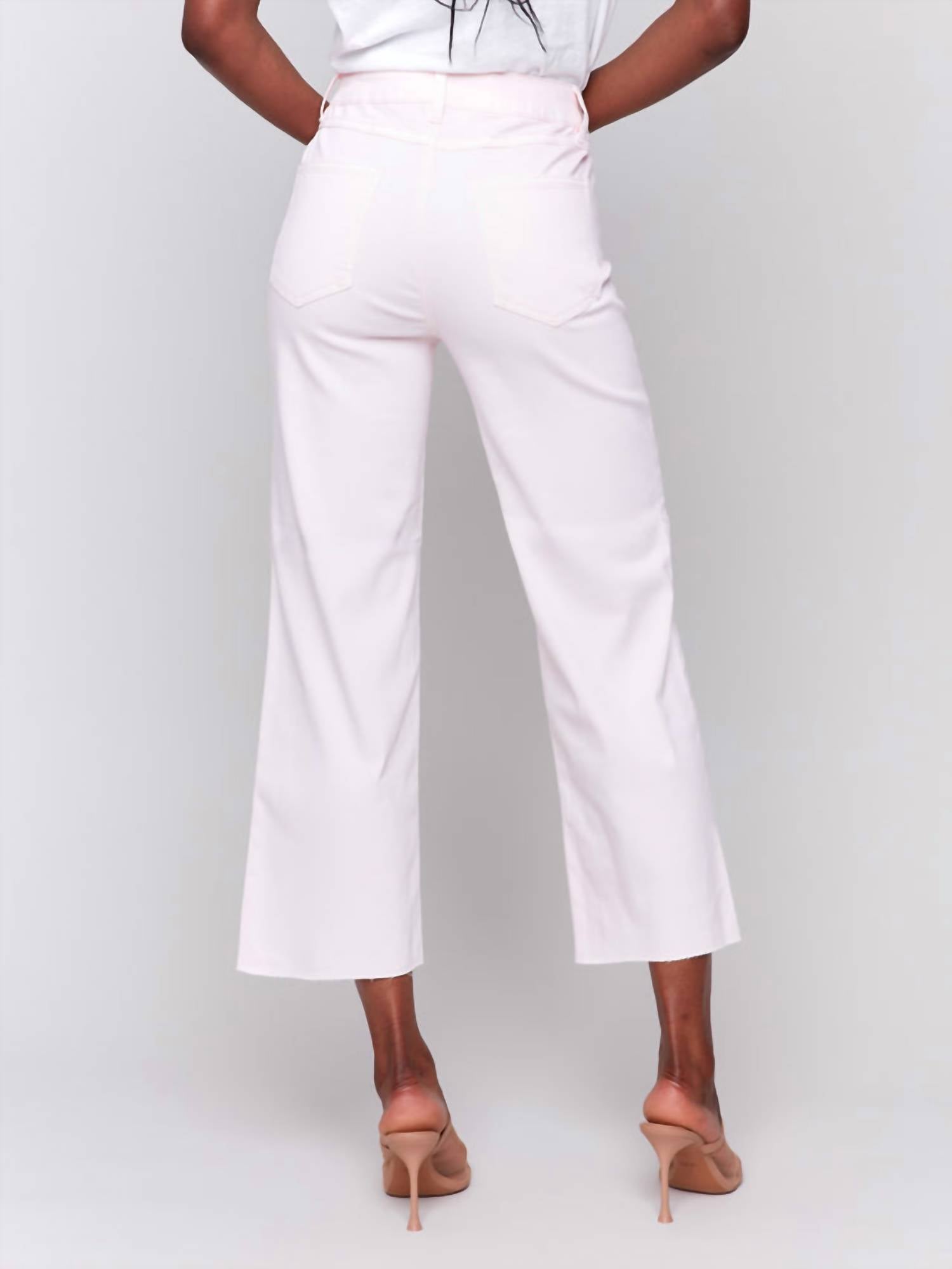 Charlie B - Wide Leg Twill Pants With Raw Edge
