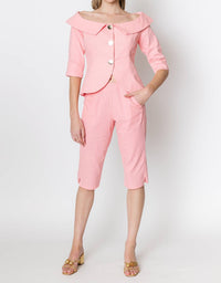 ZETAYE Celeste Linen Cotton Blazer in pink - women's jacket - view 4