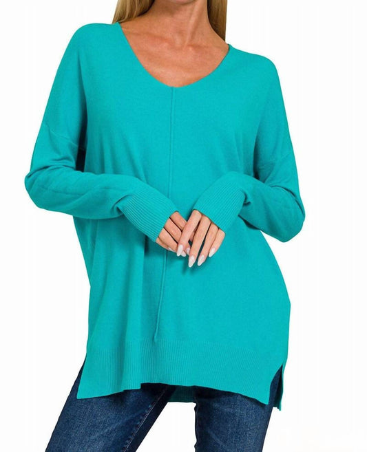 Zenana - Front Seam V-neck Sweater