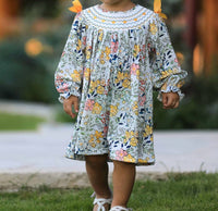 Rylee + Cru - Girl's Fall Embroidery Smocking Bow Dress