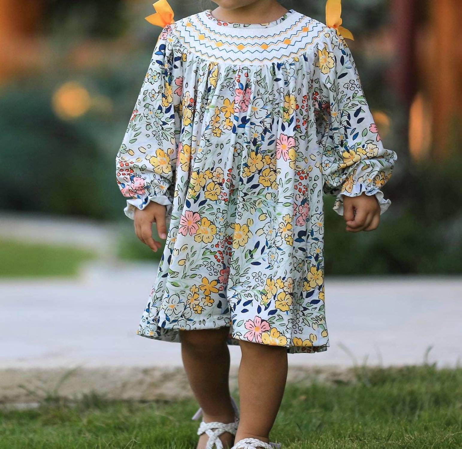 Rylee + Cru - Girl's Fall Embroidery Smocking Bow Dress