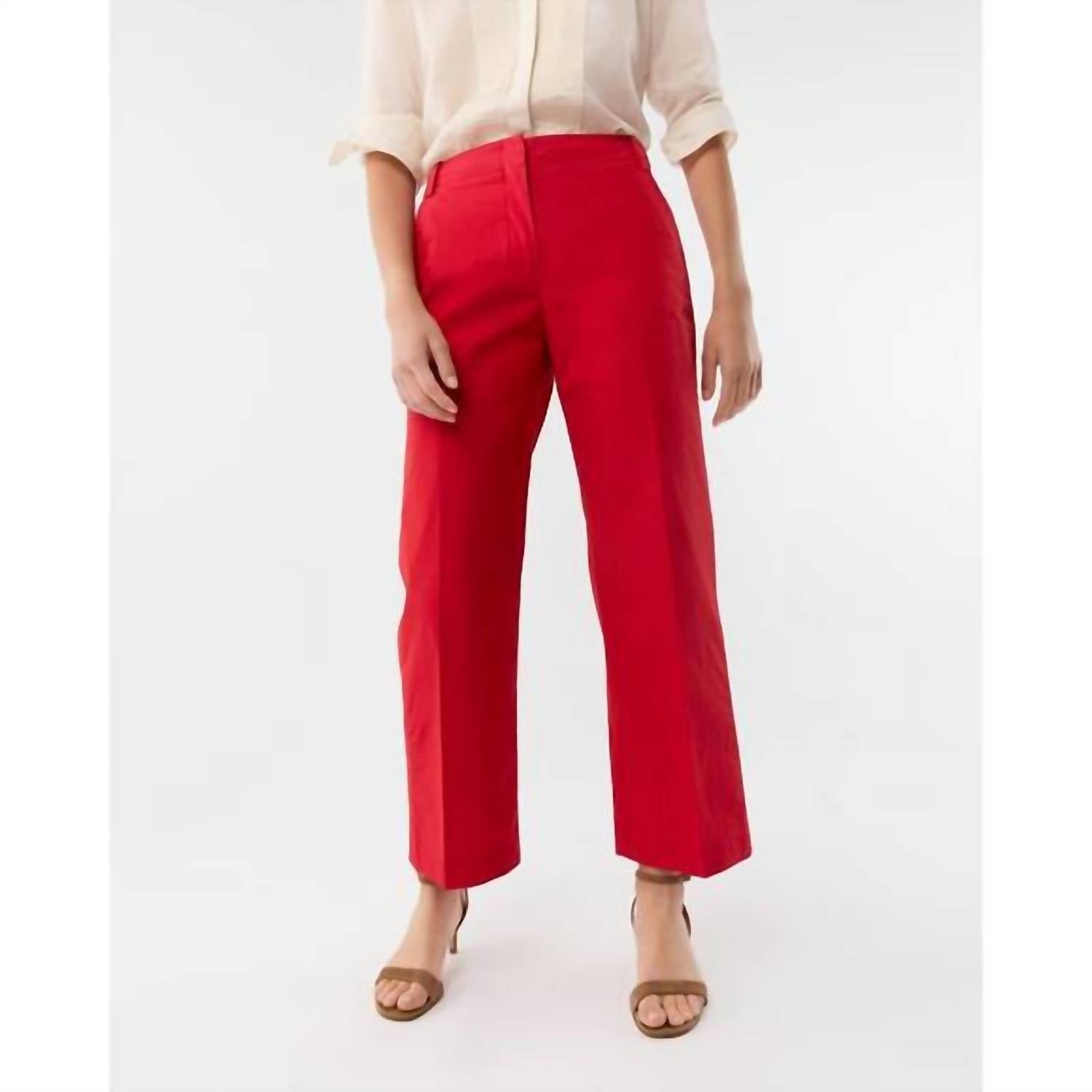 Ann Mashburn Frankie Cropped Pants in red - women's pants