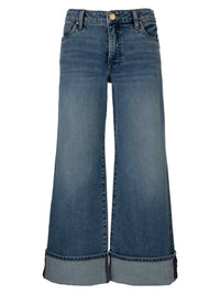 KUT FROM THE KLOTH Women's High Rise Wide Leg Roll Up Hem Jean in incontrovertible - women's pants