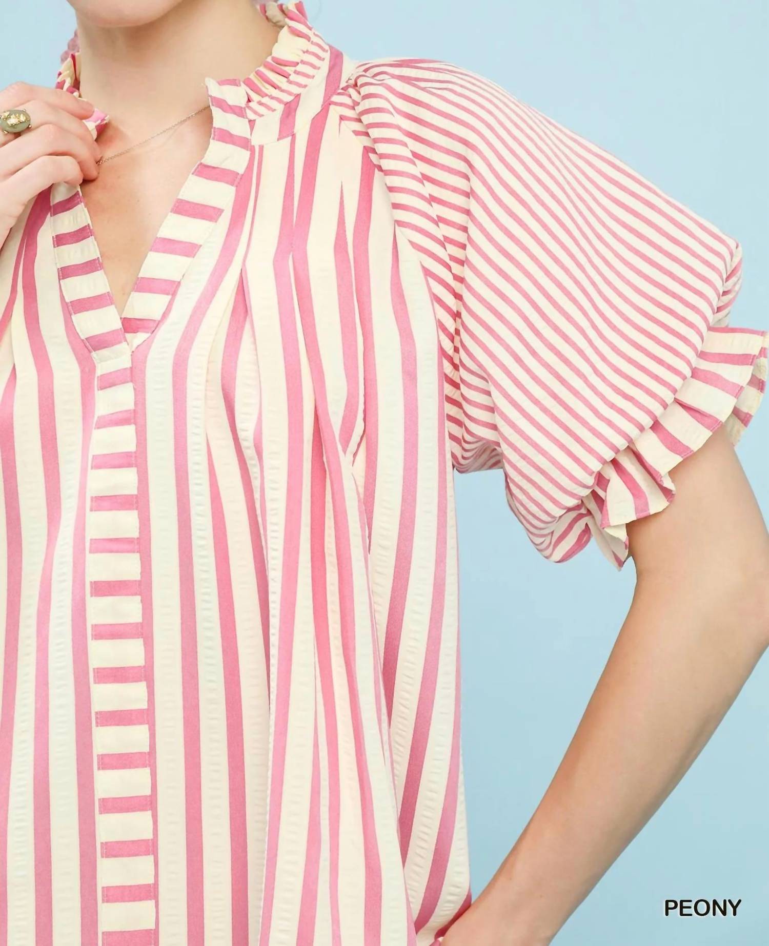 Umgee - Striped V-Neck Top