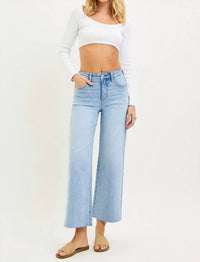 Risen - Wrenley Tummy Control High Rise Crop Wide Leg Jeans