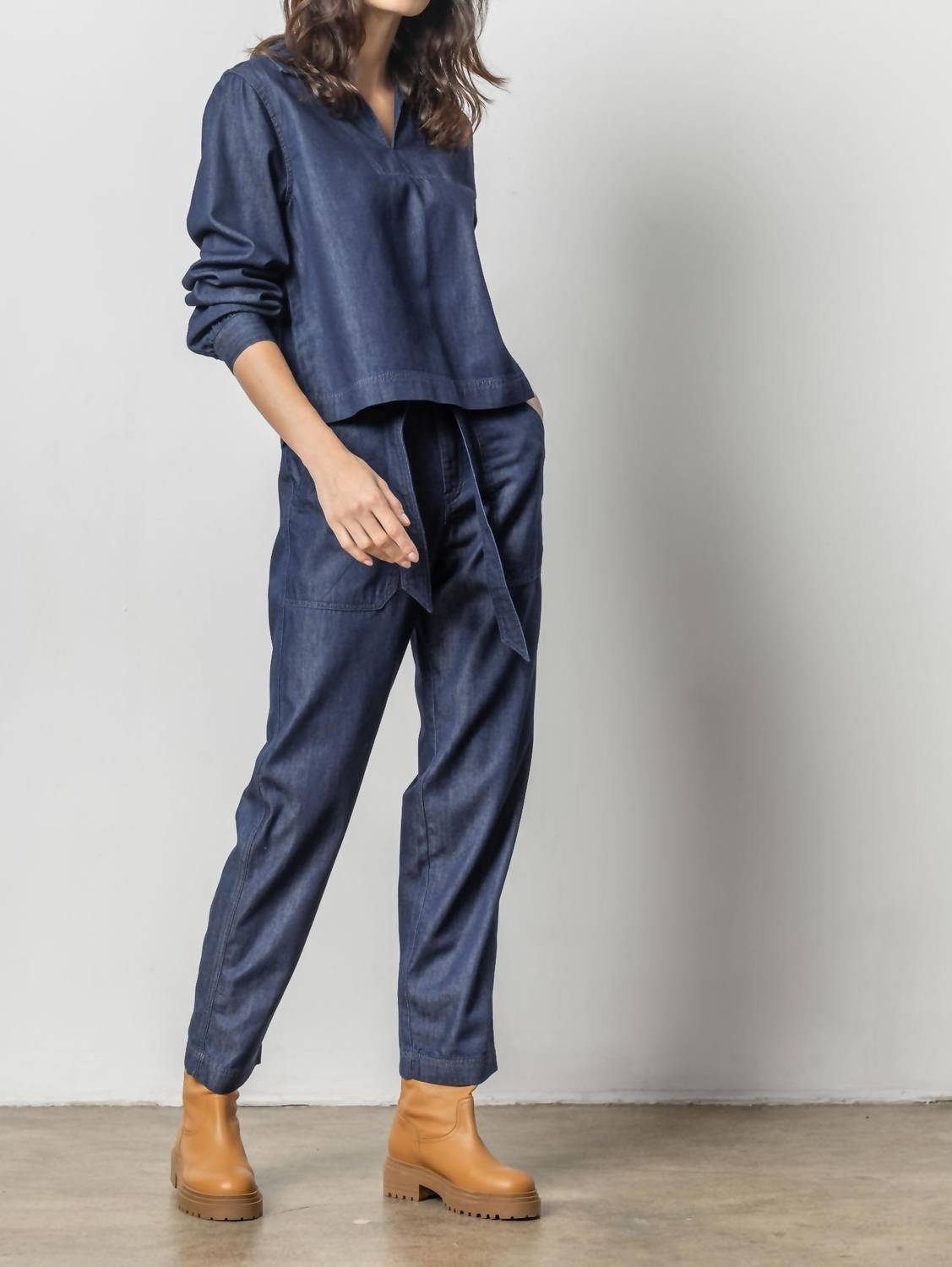 Lilla P - Denim belted pant