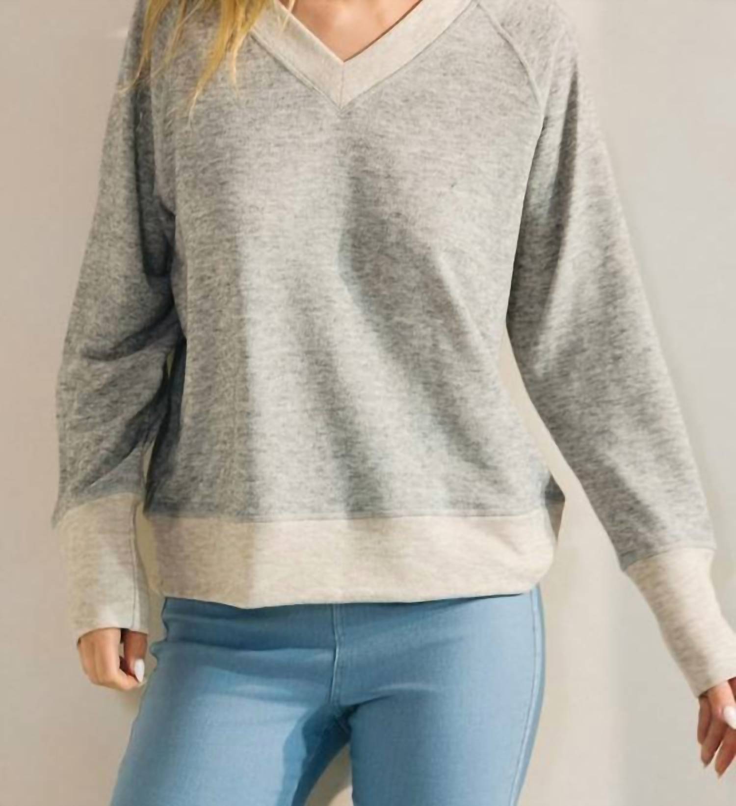 Yelete - Ultra Soft Long Sleeve V-neck Pullover Sweater - Plus