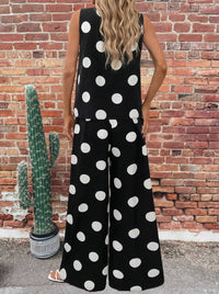Fashionworks - Women's Spring Polka Dot Print Pleated Tank Top