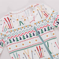 PINK CHICKEN Kid's Bamboo Romper in chicken ski fair isle - kids' item - alternate view