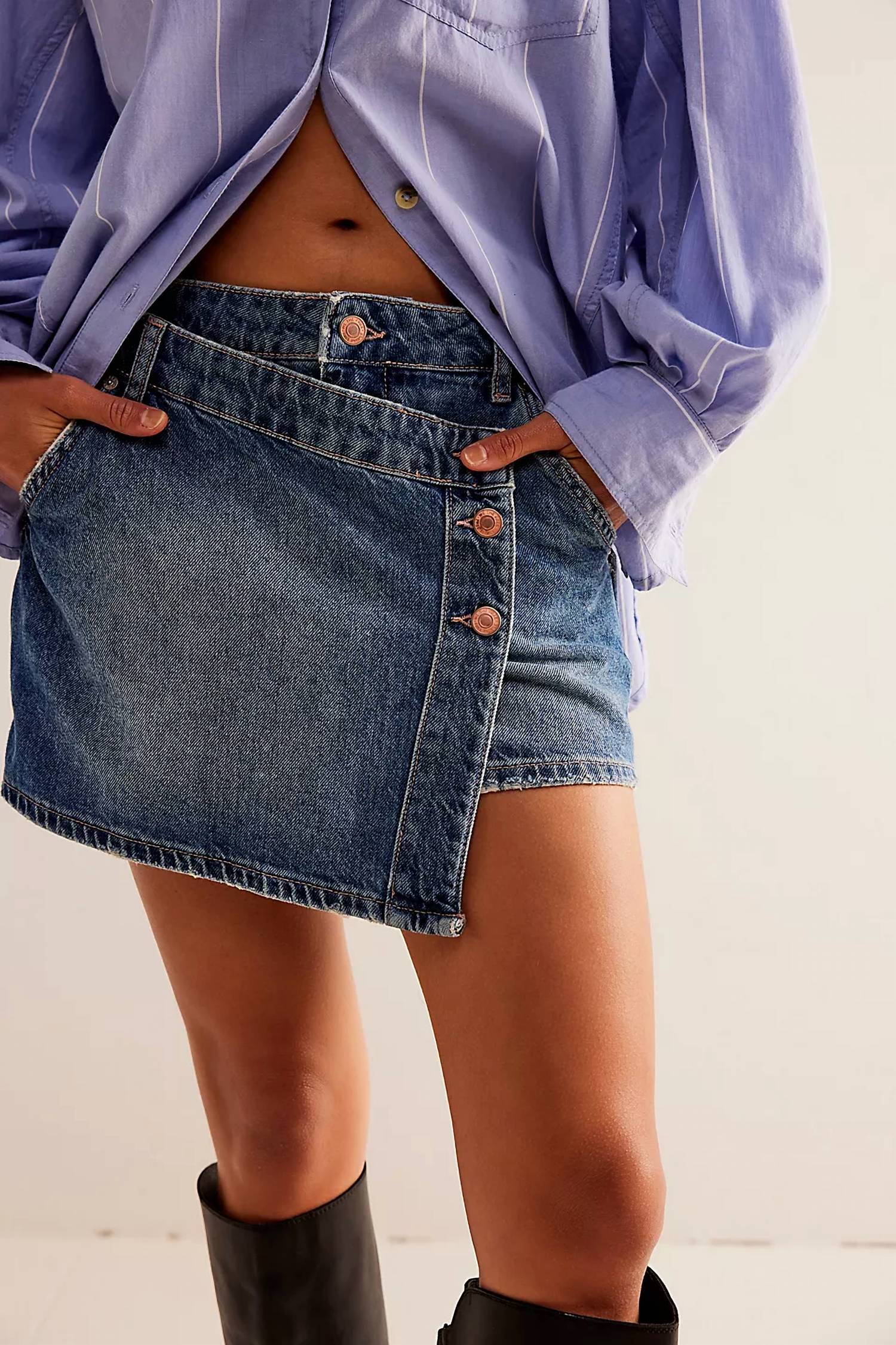 Free People - Wynne Denim Mini Skirt