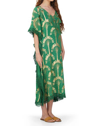 America & Beyond - Foil Tassel Kaftan Dress