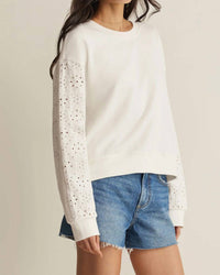 Z Supply - Mosaic Knit Eyelet Sleeve Sweatshirt