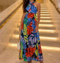 Meet Me In Santorini - Halter Maxi Dress