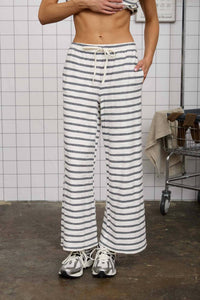 Joa - Stripe Drawstring Wide Leg Knit Lounge Pants