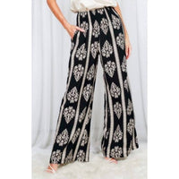 Vine & Love - Geo Print Smocked Wide Leg Pants