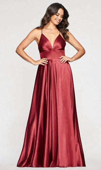 FAVIANA Stretch Satin Dress in wine - women's dress - alternate view