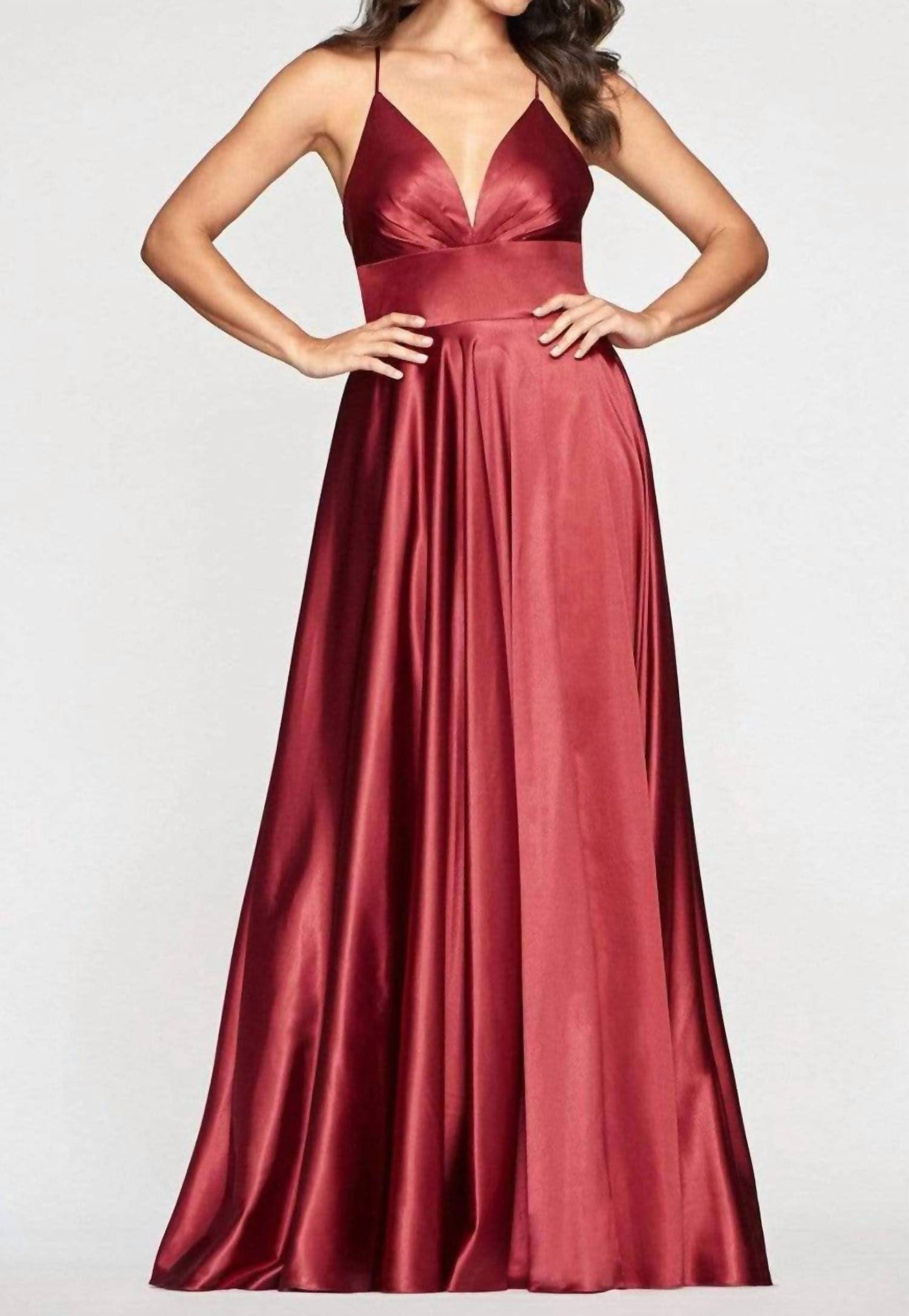 FAVIANA Stretch Satin Dress in wine - women's dress - detail view