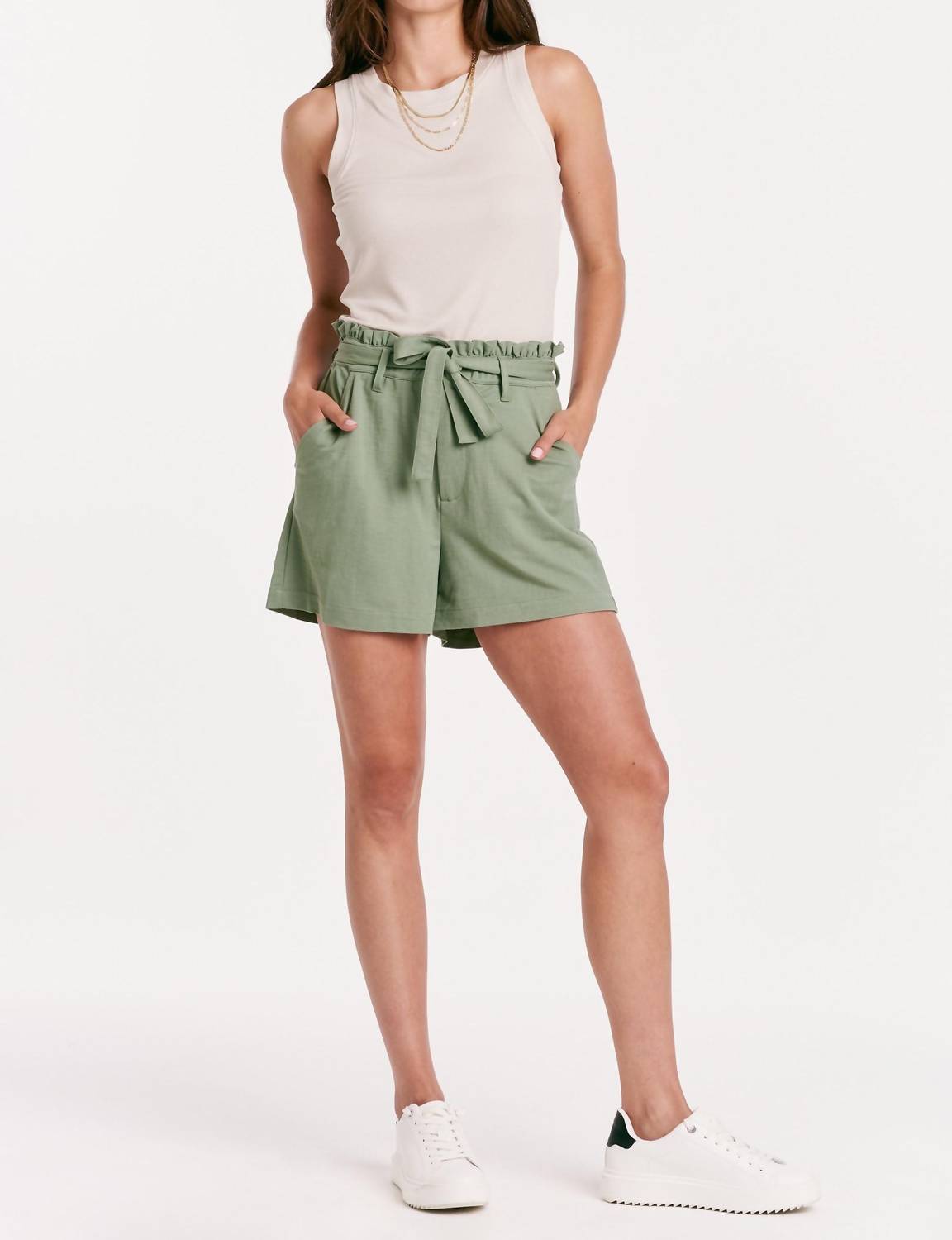Another Love - Solid Belted Shorts with Pockets