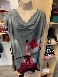 Paris Paris - Women's Belted Cowl Neck Tunic Top