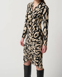 Joseph Ribkoff - Animal Print Ruched Bodycon Dress