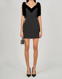 endless rose Mollie Velvet Detail Mini Dress in black - women's dress