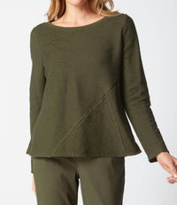 habitat Ripple Effect Harvest Top in forest - women's long sleeve top - detail view