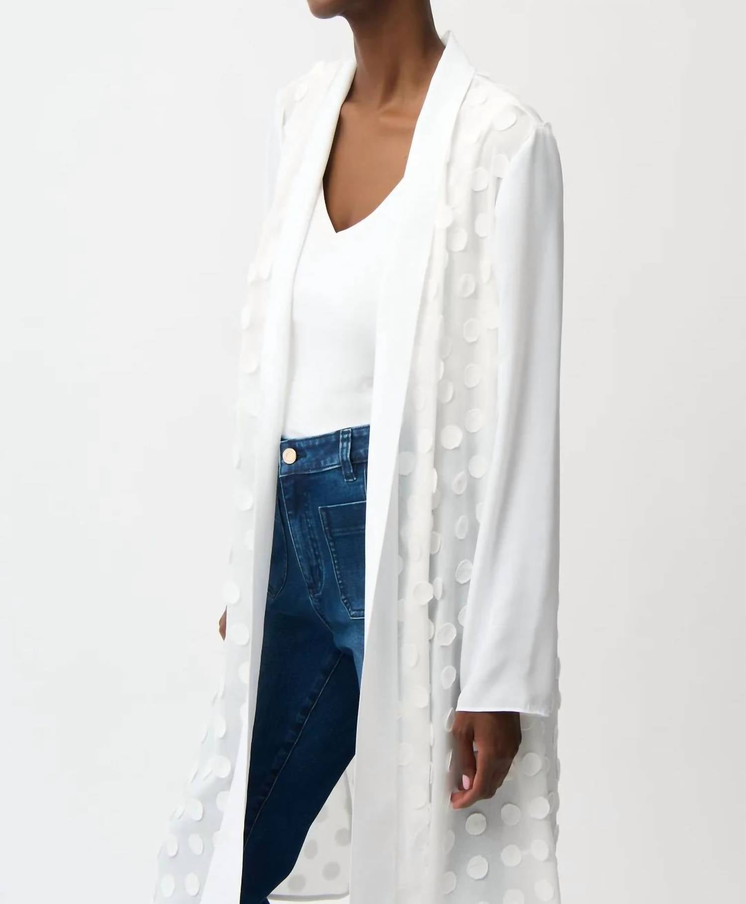 Joseph Ribkoff - Women's 3d Polka Dots Open Front Long Cardigan