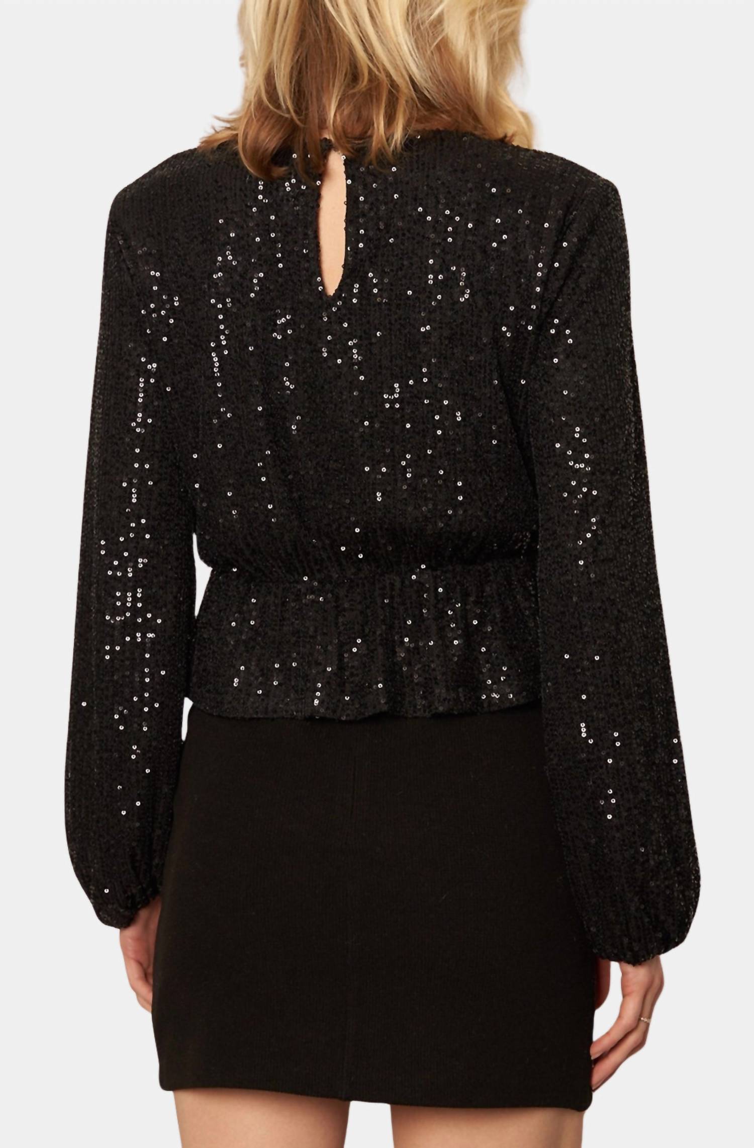 En Creme - Sequin Peplum Top