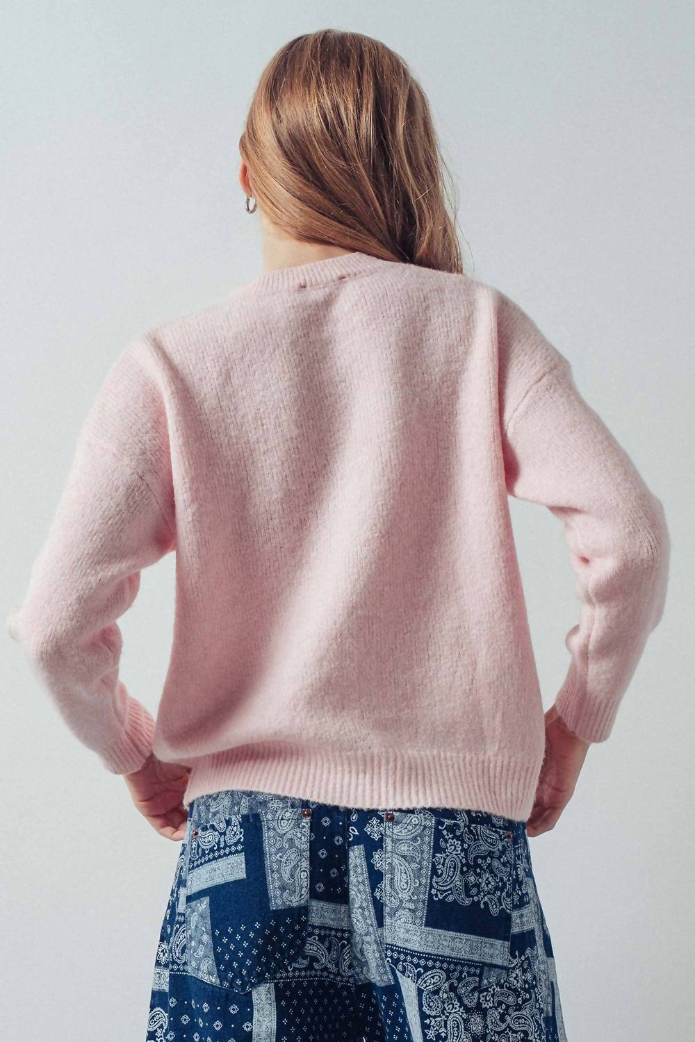 Urban Daizy Western Embroidered Cowboy Boot Sweater in pink - women's sweater - view 4