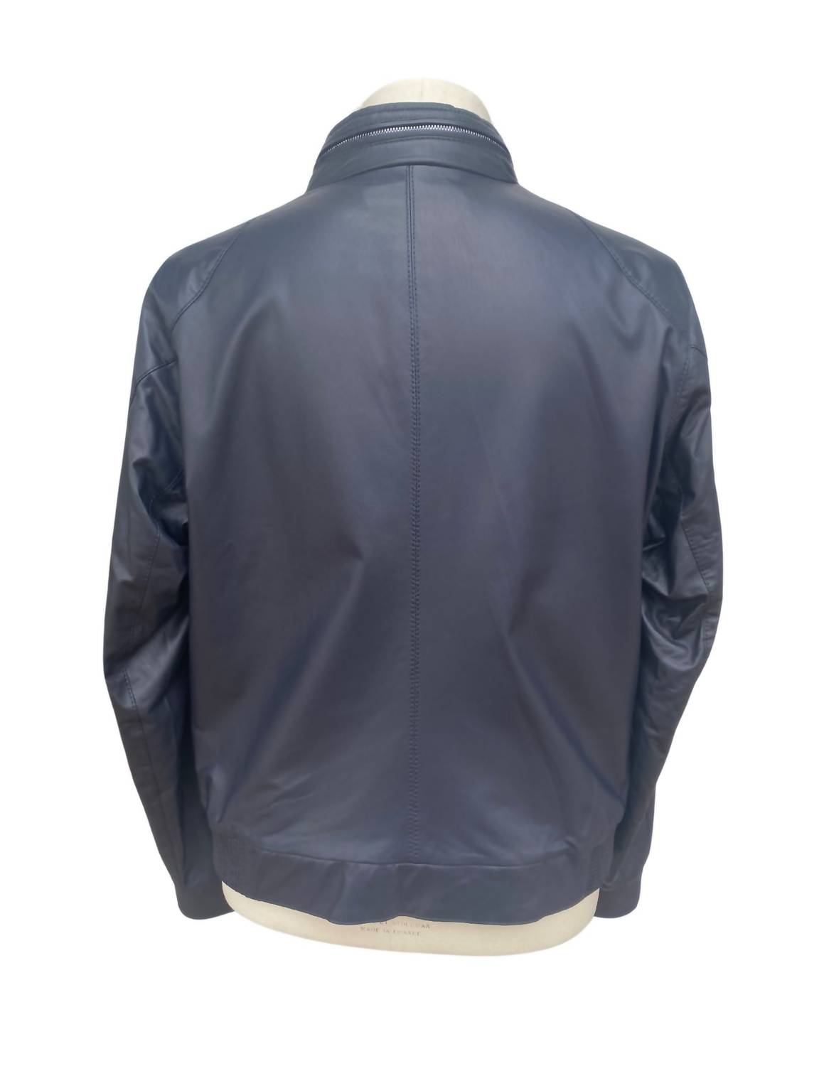 HEINZ BAUER Men's Roadster Leather Jacket in navy - men's jacket - alternate view