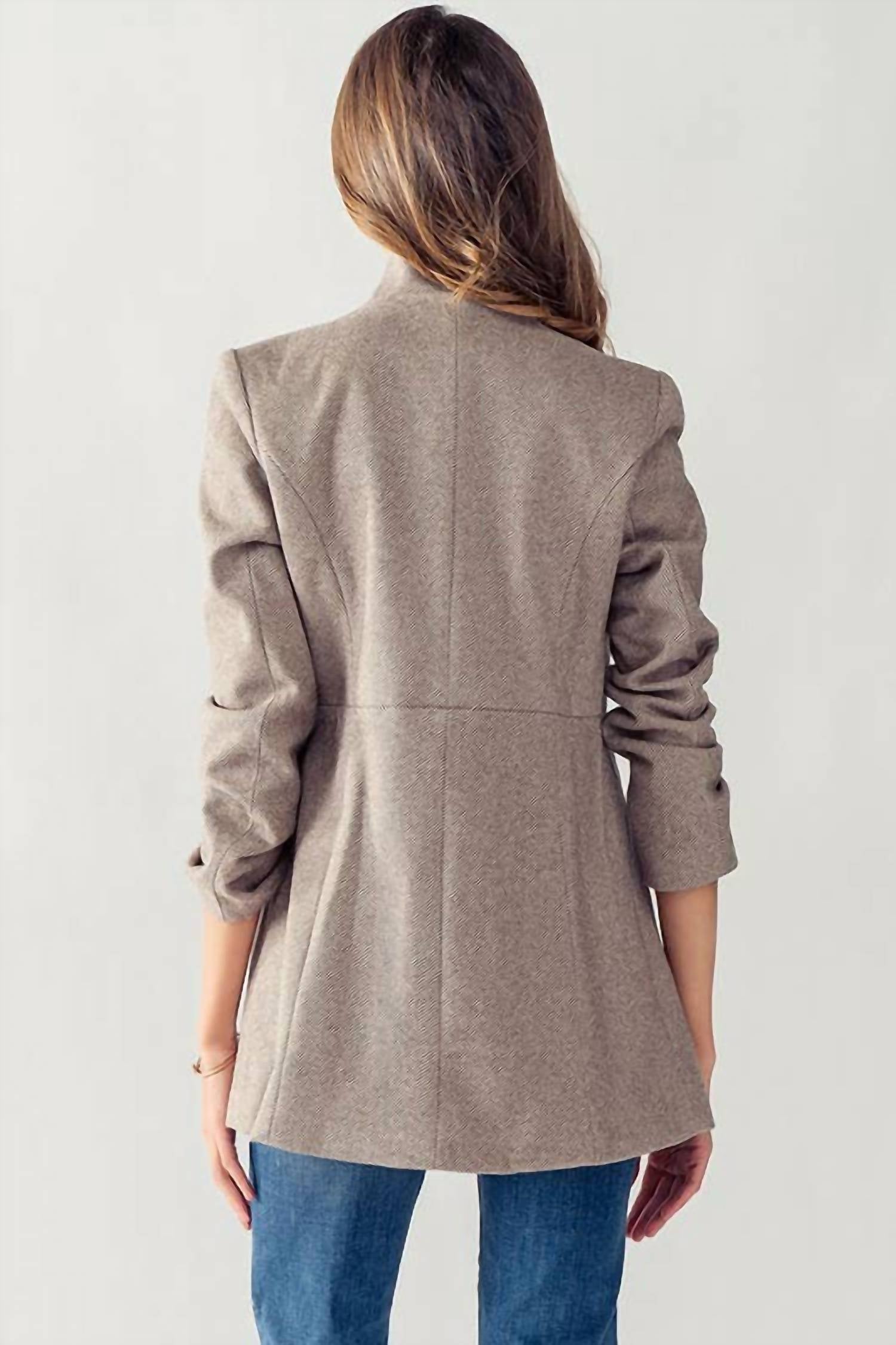 Urban Daizy - Woven Textured Open Front Blazer