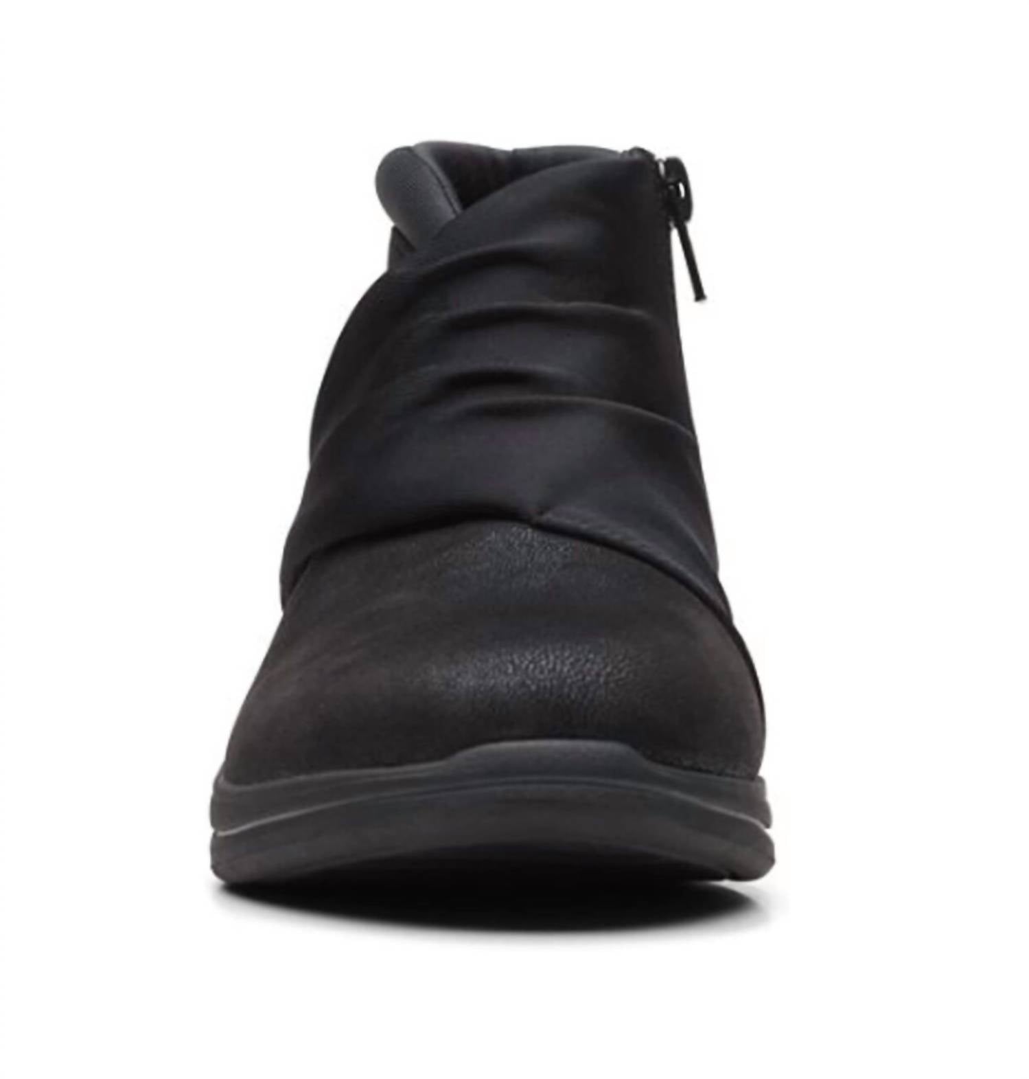 Clarks Women's Breeze Dusk Ankle Boot in black textile - women's shoe - detail view