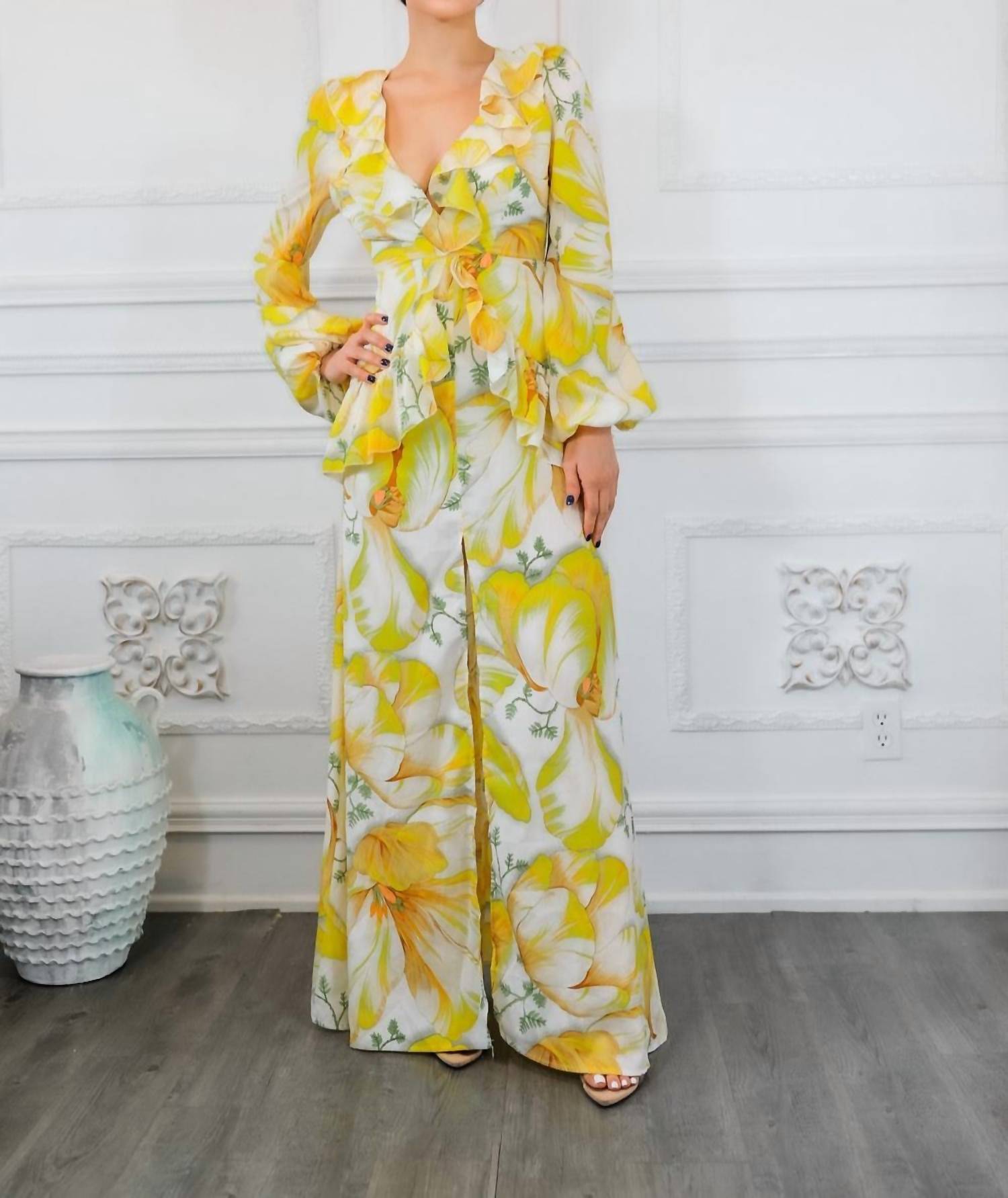 Surelymine - Stunning Ruffle Floral Maxi Dress