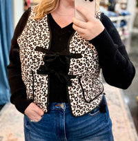 Listicle Mute Leopard Front Tie Vest in pink - women's blouse - alternate view