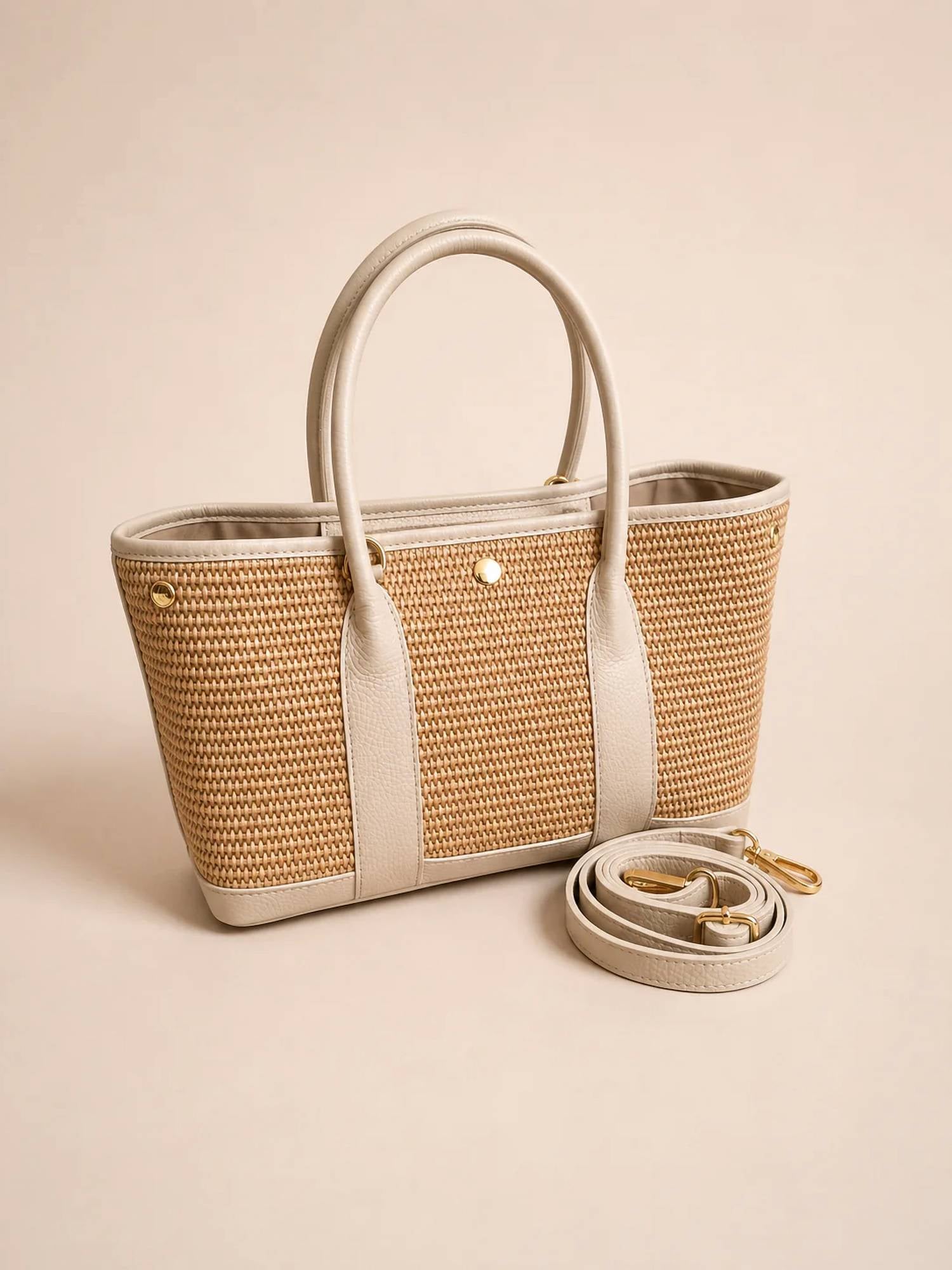 Italian'S Leather - Women's Elise Raffia And Leather Handbag