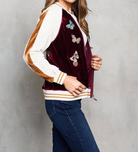 Paparazzi - Embroidered Velvet Baseball Jacket