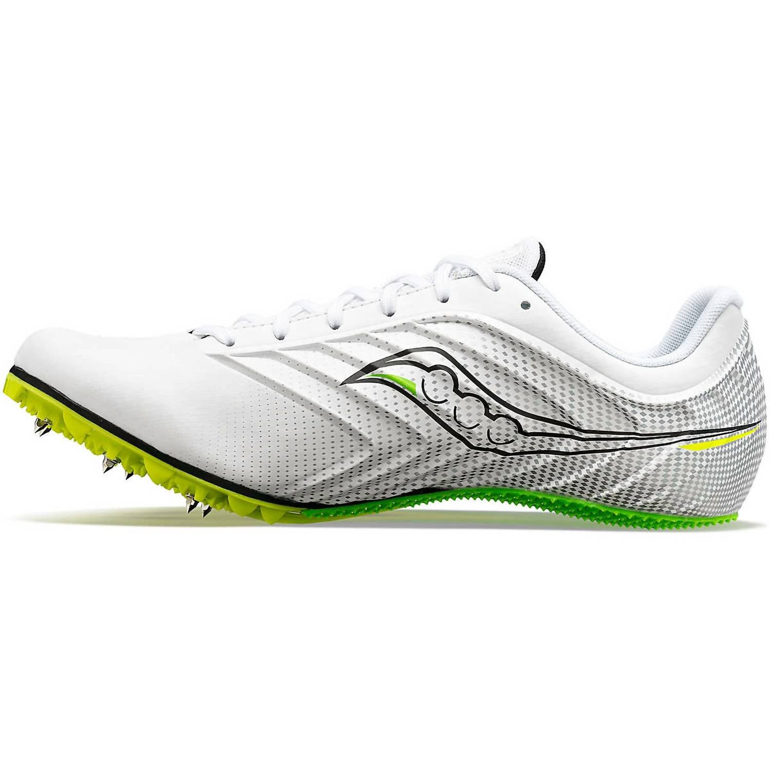 SAUCONY Men's Spitfire 5 Spike Shoes in white slime - men's shoe - detail view