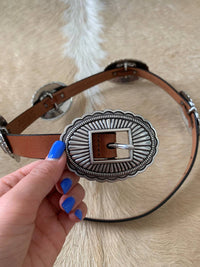 Danbury Accessories Women's Roper Concho Belt in brown - women's accessory - detail view