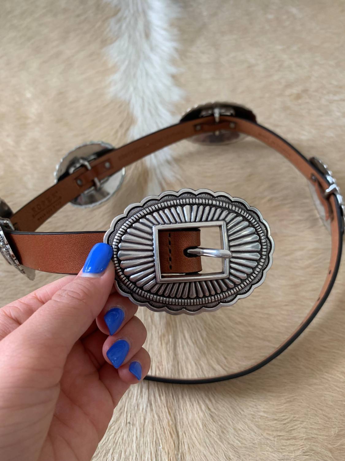 Danbury Accessories Women's Roper Concho Belt in brown - women's accessory - detail view