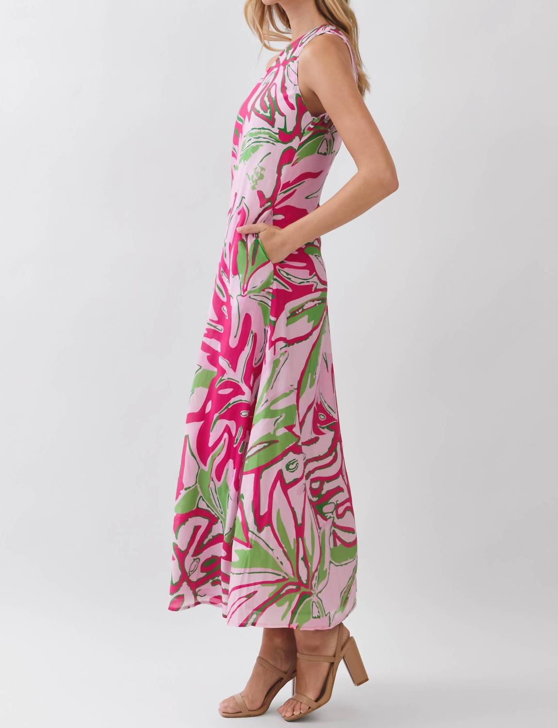 Tcec - One Shoulder Tropical Print Maxi Dress