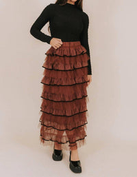So Me - Tulle Ruffled Maxi Skirt
