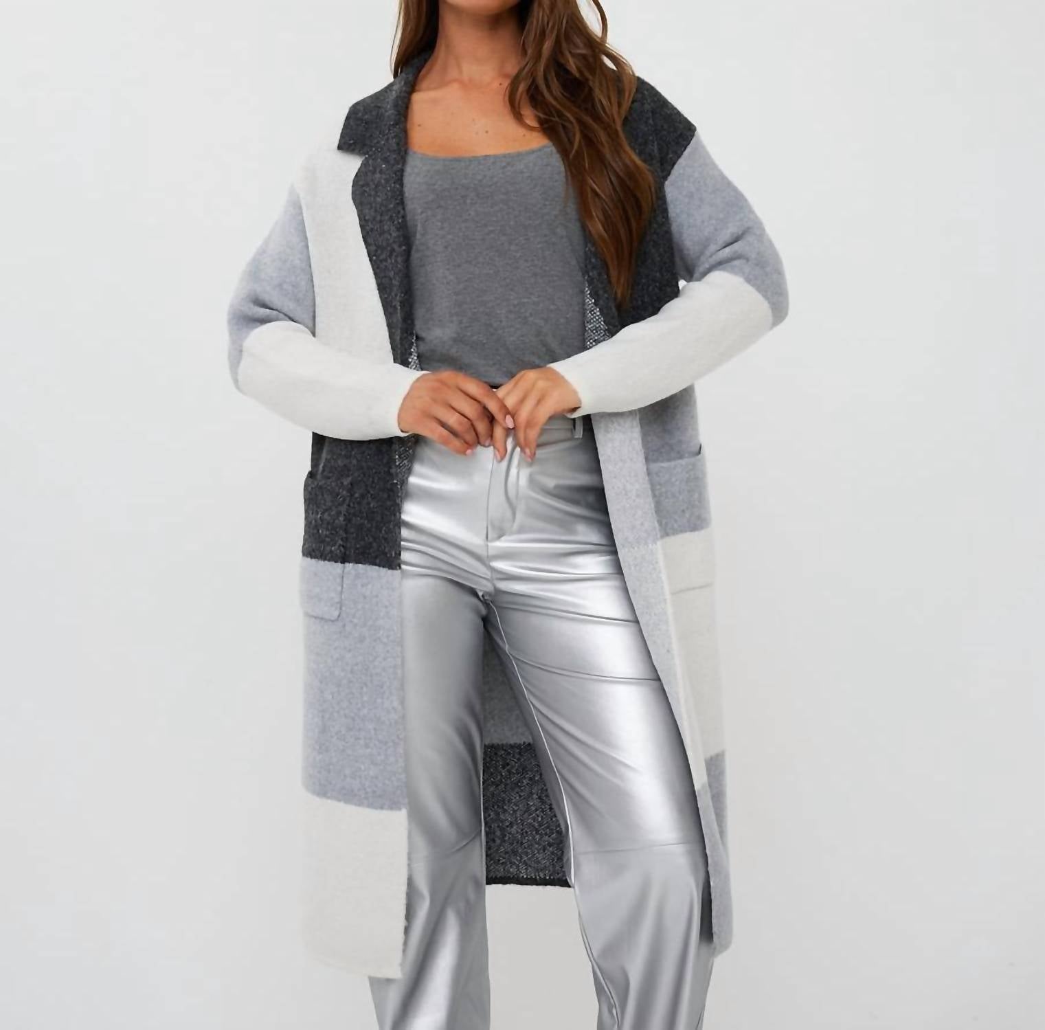 Esqualo - Colour Block Long Cardigan